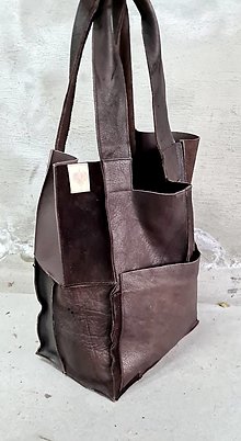 Veľké tašky - HNEDÁ kožená shopper kabelka - 15257614_
