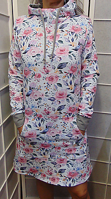 Šaty - Mikinové šaty s kapucí - růže S - XXXL - 15258343_
