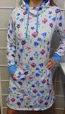Šaty - Mikinové šaty s kapucí - zvonky S - XXXL - 15258345_