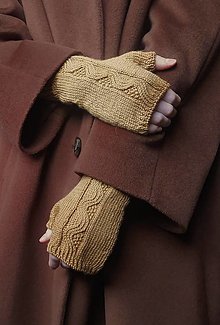 Rukavice - Bezprstové merino rukavice so vzorom - 15258767_