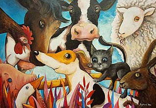 Obrazy - Zverinec, na dvore, zvieratá, Jack russell, obraz pre deti, interiérový obraz do detskej izby - 15261988_