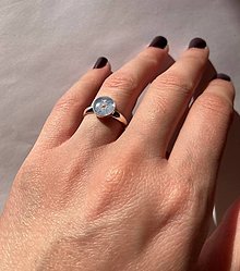 Prstene - Nastaviteľný strieborný prsteň so sušenou nezábudkou - 15260359_