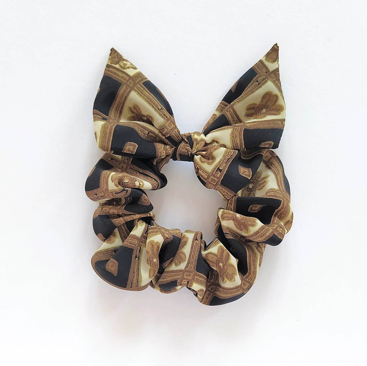 Scrunchie kravatová (čierno-hnedá)