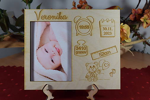 Tabuľky - Drevená pamätná tabuľka pre novorodenca 4 - 15261008_