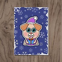 Papiernictvo - Vianočná pohľadnica roztomilé zverky (psík) - 15261702_