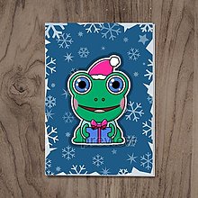 Papiernictvo - Vianočná pohľadnica roztomilé zverky (žabka) - 15261703_