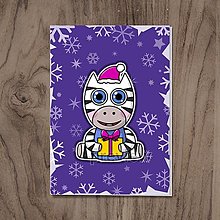 Papiernictvo - Vianočná pohľadnica roztomilé zverky (safari/džungľa) (zebra) - 15261722_