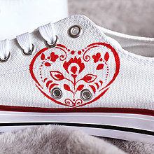 Ponožky, pančuchy, obuv - plátenné tenisky na folk svadbu - 15264977_