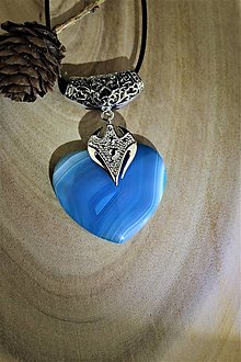 Náhrdelníky - srdce achát prívesok - "z tajomnej hĺbky oceánov" - 15264308_