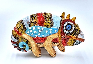 Dekorácie - Chameleón Piggi - nástenný reliéf - 15263196_