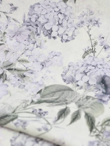 Šatky - Veľká, exkluzívna ľanová šatka s jemnou potlačou kvetín "Hortensia" - 15263516_