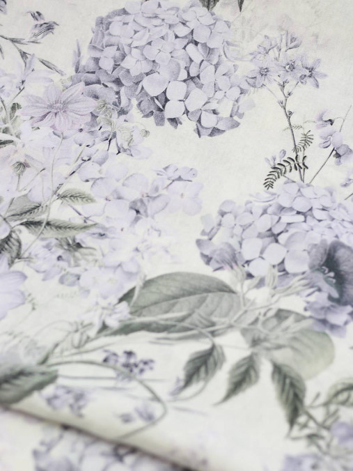 Veľká, exkluzívna ľanová šatka s jemnou potlačou kvetín "Hortensia"