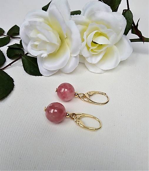 Náušnice - Rodochrozit náušnice pozlátené striebro Ag925/1000 - 15262521_