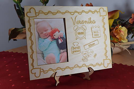 Tabuľky - Drevená pamätná tabuľka pre novorodenca 7 - 15263581_