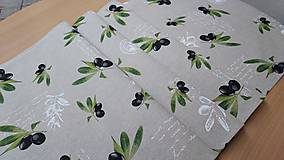 Úžitkový textil - Stredový obrus olivy na režnej - 15267817_