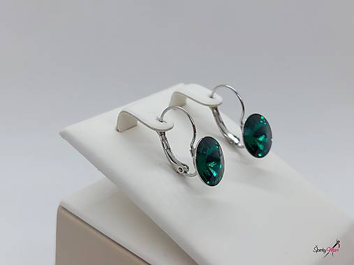 Náušnice - náušnice swarovski 12mm, CHO (Emerald) - 15266823_