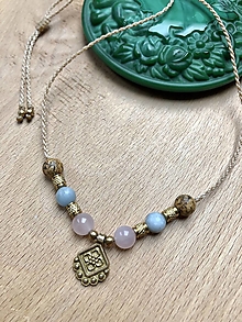 Náhrdelníky - Tribal náhrdelník z minerálov akvamarin, ruženín, pieskový jaspis - 15267286_