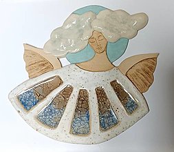 Dekorácie - Keramický anjel - S hlavou v oblakoch - 15266831_