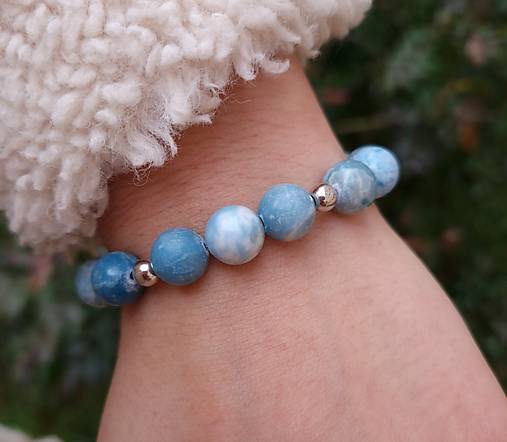 Náramok Pektolit (Larimar) a striebro