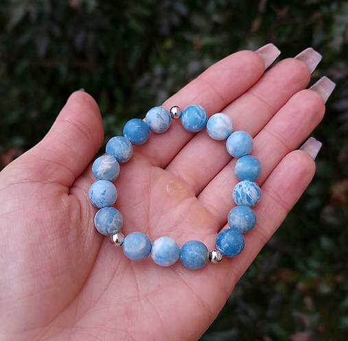 Náramok Pektolit (Larimar) a striebro