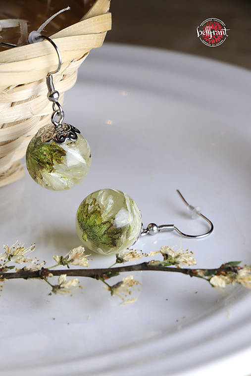 Náušnice Biela chryzantéma