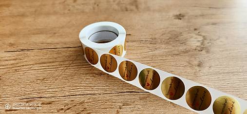 Papier - Nálepka - Handmade With Love - Zlatá - 10 kusov - 15268068_