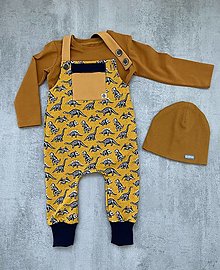 Detské oblečenie - Tepláky na traky horčicové vzor - 15268850_