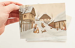 Papier - Pohľadnica "Detstvo na dedine" - 15269320_