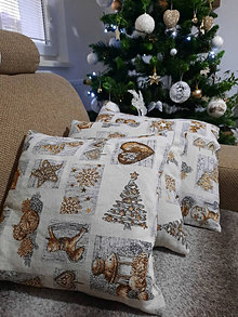 Úžitkový textil - Vianočné obliečky s lurexom/zlaté - 15270378_