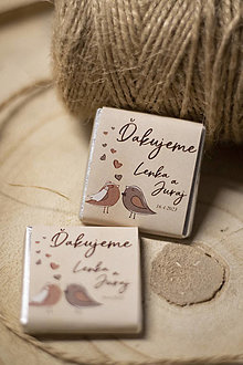 Darčeky pre svadobčanov - Svadobné čokoládky " Zaľúbené vtáčiky" - 15273031_
