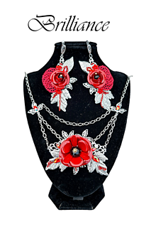 Sady šperkov - Originálny ružičkový set náhrdelníka a náušníc - 15272748_
