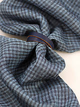 Pánske doplnky - Pánska šatka z ľanu modrej farby s tkaným vzorom s remienkom - 15273540_