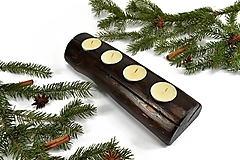 Svietidlá - Svietnik pre 4 sviečky (28cm) - recyklovaná smreková gulatina - 15274163_