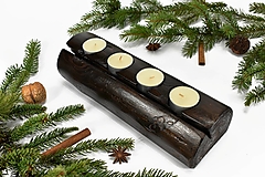 Svietidlá - Svietnik pre 4 sviečky (28cm) - recyklovaná smreková gulatina - 15274340_