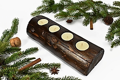 Svietidlá - Svietnik pre 4 sviečky (28cm) - recyklovaná smreková gulatina - 15274341_