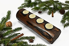 Svietidlá - Svietnik pre 4 sviečky (28cm) - recyklovaná smreková gulatina - 15274342_