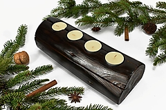 Svietidlá - Svietnik pre 4 sviečky (28cm) - recyklovaná smreková gulatina - 15274343_