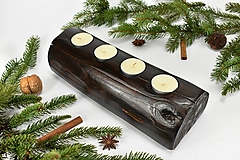 Svietidlá - Svietnik pre 4 sviečky (28cm) - recyklovaná smreková gulatina - 15274345_