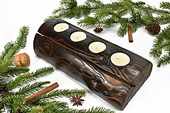 Svietidlá - Svietnik pre 4 sviečky (28cm) - recyklovaná smreková gulatina - 15274350_
