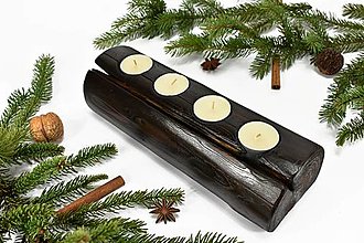 Svietidlá - Svietnik pre 4 sviečky (28cm) - recyklovaná smreková gulatina (č. 1) - 15274339_