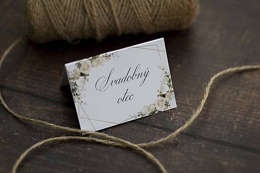 Úložné priestory & Organizácia - Menovka na stôl "Krémový kvet" (10x7) - 15275714_