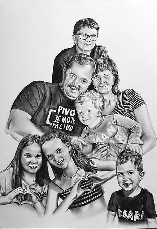 Kresby - Rodinný portrét vnúčat - 15274934_