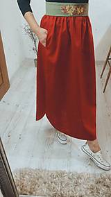 Sukne - Ľanová sukňa/ voľný štýl /DARK RED - 15275242_