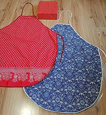 Iné oblečenie - Valentínsky darček pre ženu - darčekové zástery folklórne - modrá a červená - 15275147_