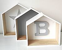 Nábytok - Sada drevených domčekovích políc s písmenom č2 - 15273866_