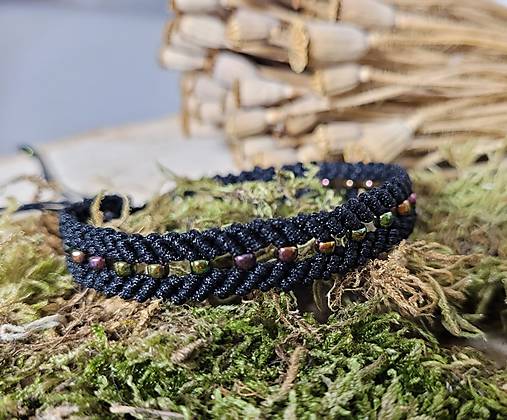 Náramky - Čierny macramé náramok - 15275087_