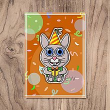 Papiernictvo - Pohľadnica roztomilé zverky party (králik) - 15276837_