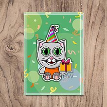 Papiernictvo - Pohľadnica roztomilé zverky party (mačka) - 15276841_