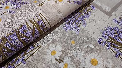 Textil - Látka levanduľa (A margarétky na režnej/80% Ba20% Pl) - 15277534_