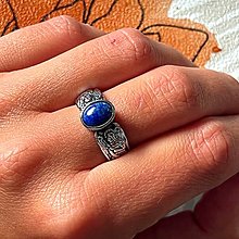 Prstene - Filigree Lapis Lazuli Ring / Vintage prsteň s pravým lapisom lazuli P0014 - 15278302_